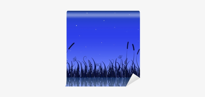 Vector Illustration Of Lake Night Scene With Grass - Visual Arts, transparent png