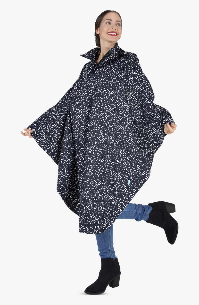 Rain Cape Belle Black/white - Happy Rainy Days Waterproof Rain Cape, One Size, transparent png