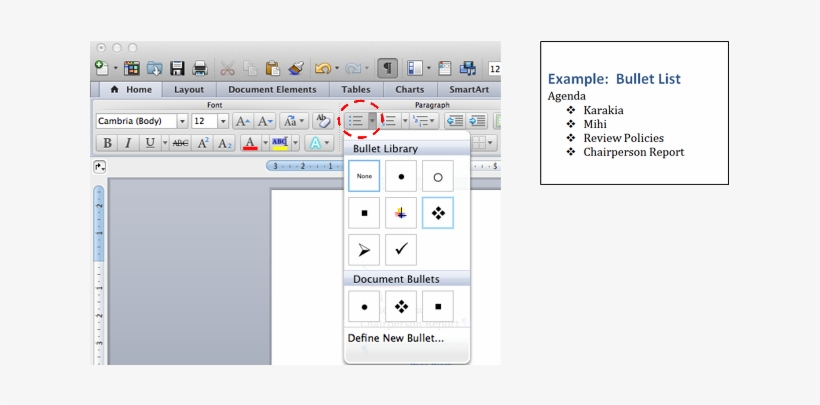 Mac Bullets And Numbering - Bullet List To Cambria, transparent png