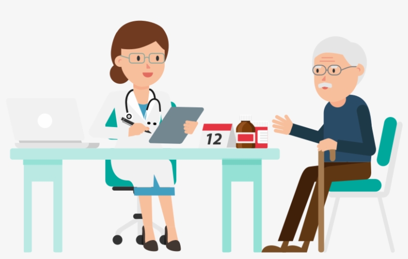 Doctor With Patient Cartoon - Doctor And Patient Cartoon, transparent png