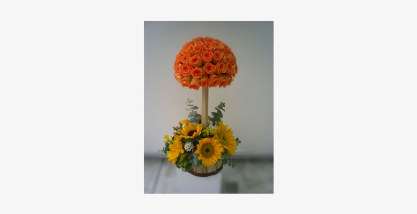 To-05 Esfera De Rosas Con Girasoles En Base De 2 Pisos - Esfera En Arreglos Florales, transparent png