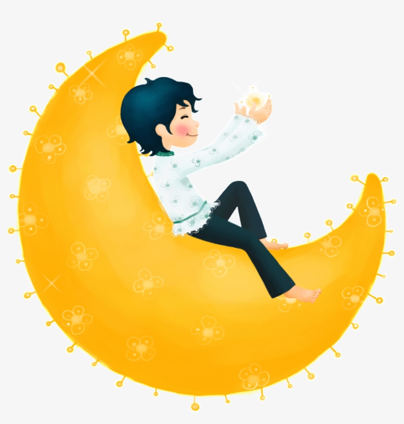 Hand Drawn Boy Sitting On Moon, Transparent - ''''''''100''' Als Ebook Von ''' ', transparent png