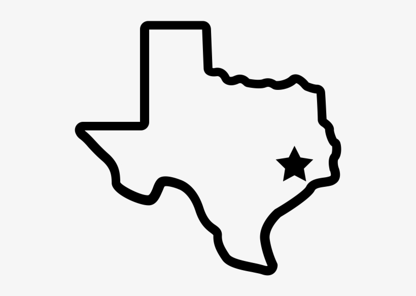 Texas Black Png Clip Download - Texas With Star On Houston, transparent png