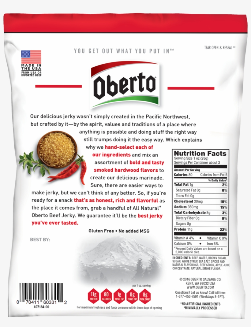 Spicy Sweet Back Web - Oberto All Natural Applewood Smoked Bacon Jerky, 2.5-ounce, transparent png