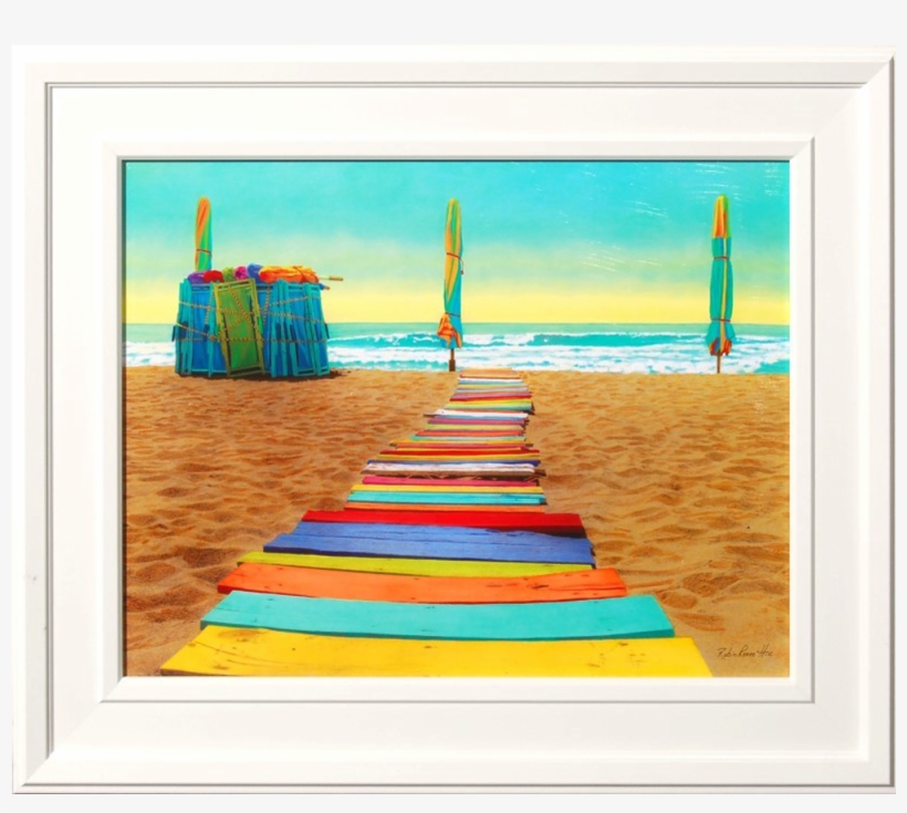 Colorful Beach Walkway Framed Art Print - Art Print: Hix's Beach Walk, 19x24in., transparent png