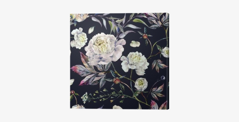 Watercolor White Peonies Pattern Canvas Print • Pixers® - Fototapeta Piwonie, transparent png