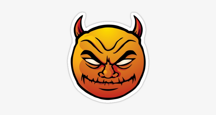 Red Evil Devil Smiley Stickers By Colin Cramm - Evil Smiley Face, transparent png