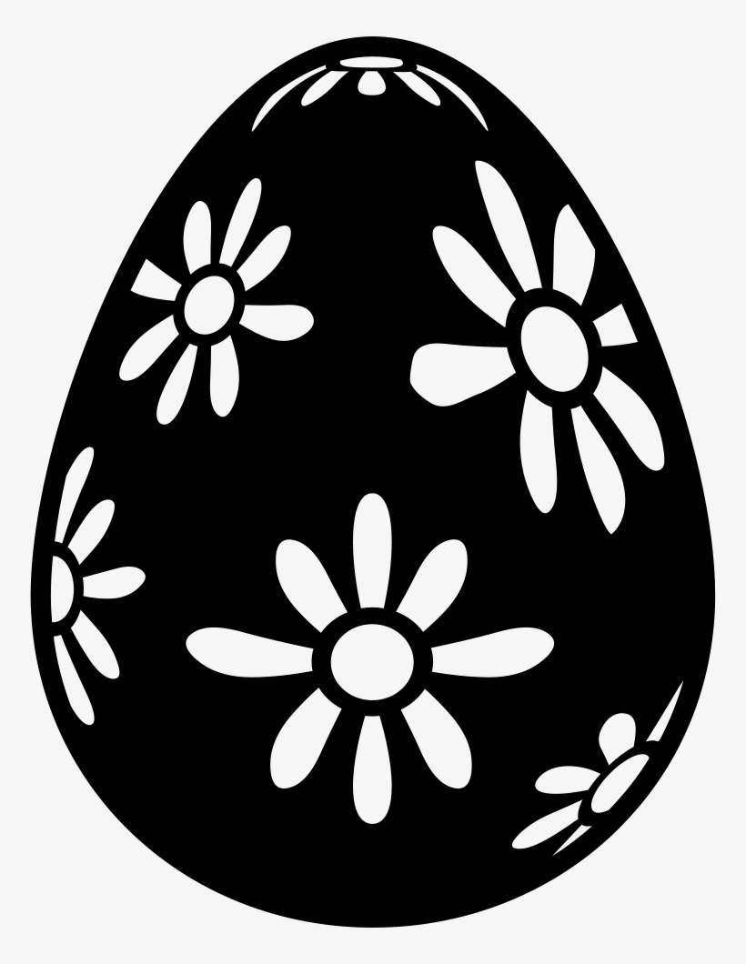 Easter Egg With Daisies Design Comments - Easter Egg Black Png, transparent png