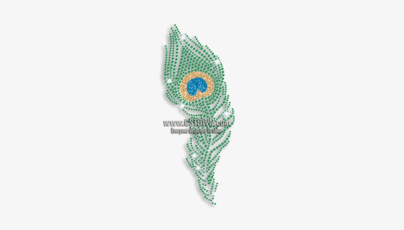 Pretty Peacock Feather Rhinestone Glitter Iron On Transfer - Iron-on, transparent png