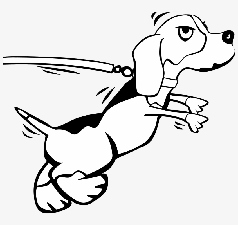 Line Drawings Of Dogs - Dog On Leash Drawing, transparent png