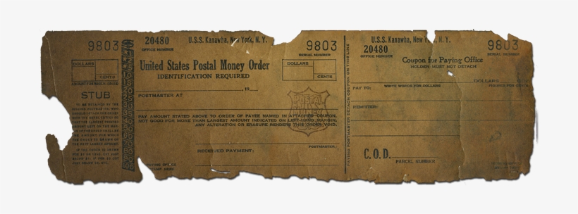 Postal Money Order From Uss Kanawha - Money Order, transparent png