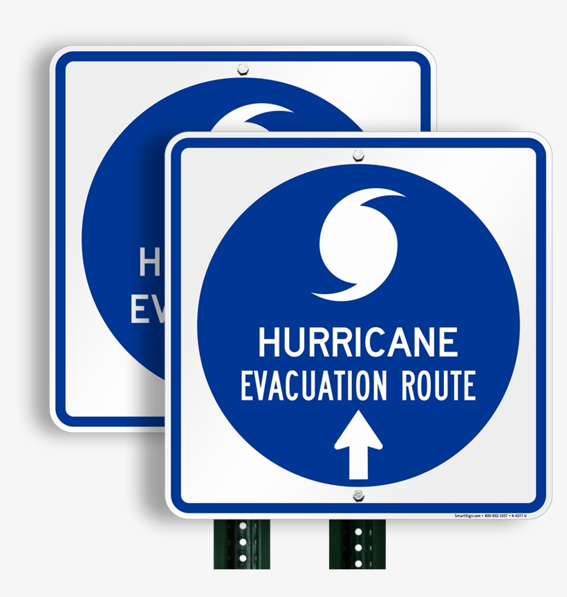 Hurricane Evacuation Route Ahead Arrow Sign - Sign, transparent png