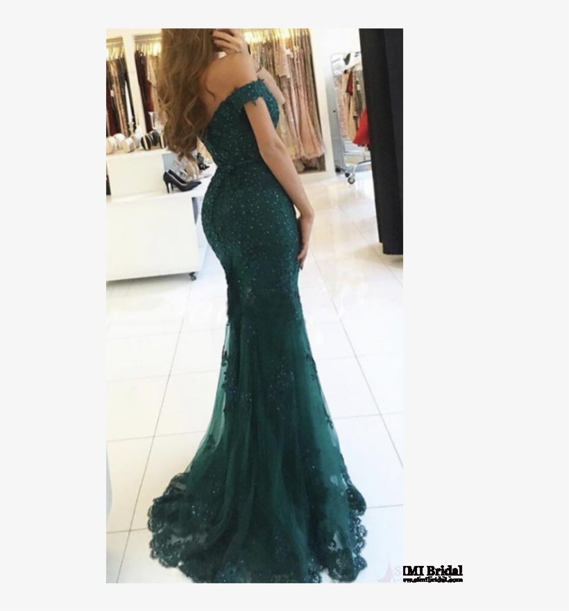 Dark Green Off Shoulder Lace Long Mermaid Prom Dresses - Forest Green Prom Dresses 2018, transparent png