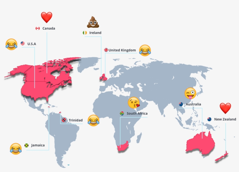 Most-used Emoji In Each Country - World Map, transparent png
