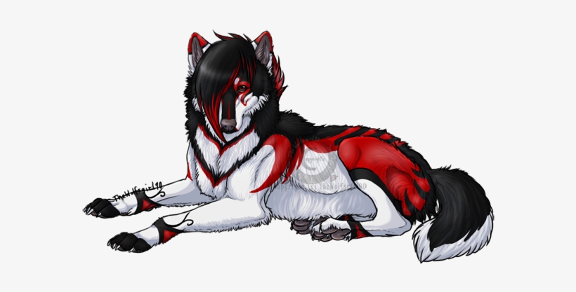 Black Wolf Furries - Black And Red Wolf, transparent png