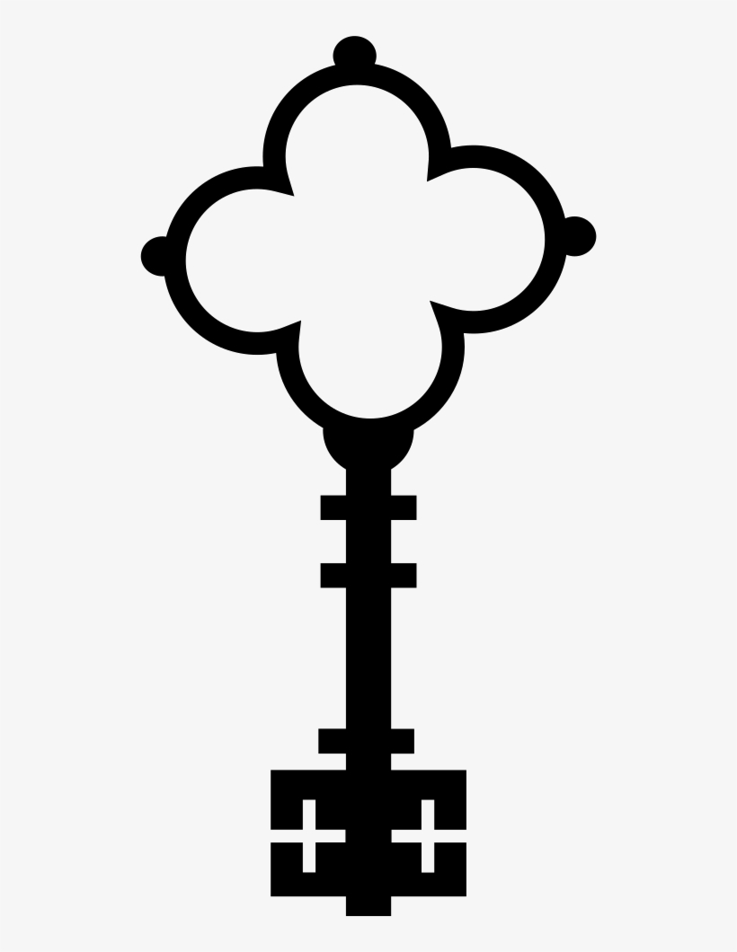 Flower Shaped Key With Crosses Of Vintage Elegant Design - Portable Network Graphics, transparent png