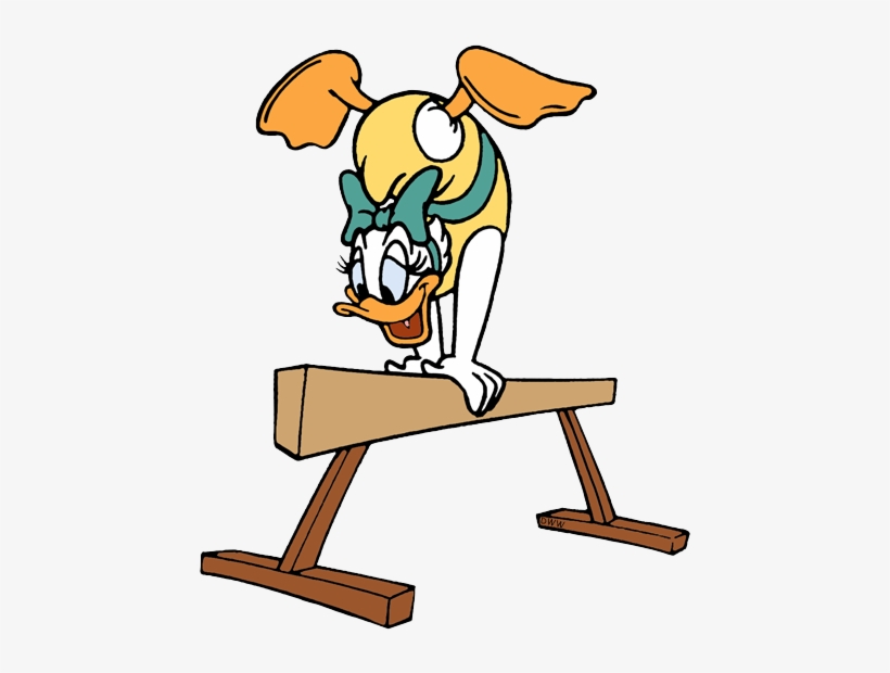 Gymnast Daisy Duck On Balance Beam - Minnie Mouse Doing Gymnastic, transparent png