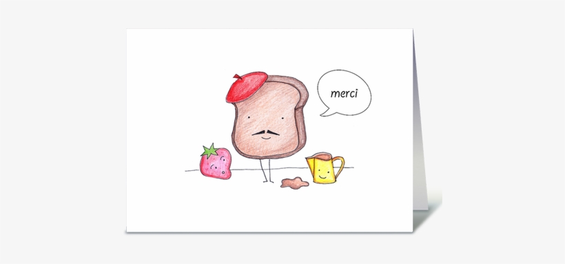 French Toast Thank You - French Toast & Strawberry Thank You Merci Card, transparent png