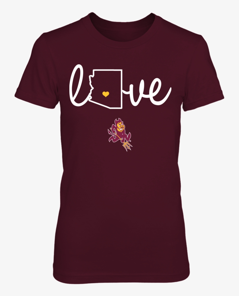 Arizona State Flag State Love T Shirt - Iowa Hawkeyes - Love With State Outline - Gildan Fleece, transparent png