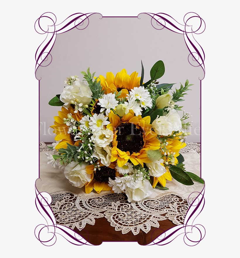 Silk Artificial Sunflower And White Daisy Boho Country - White Daisy And Sunflower Bouquet, transparent png