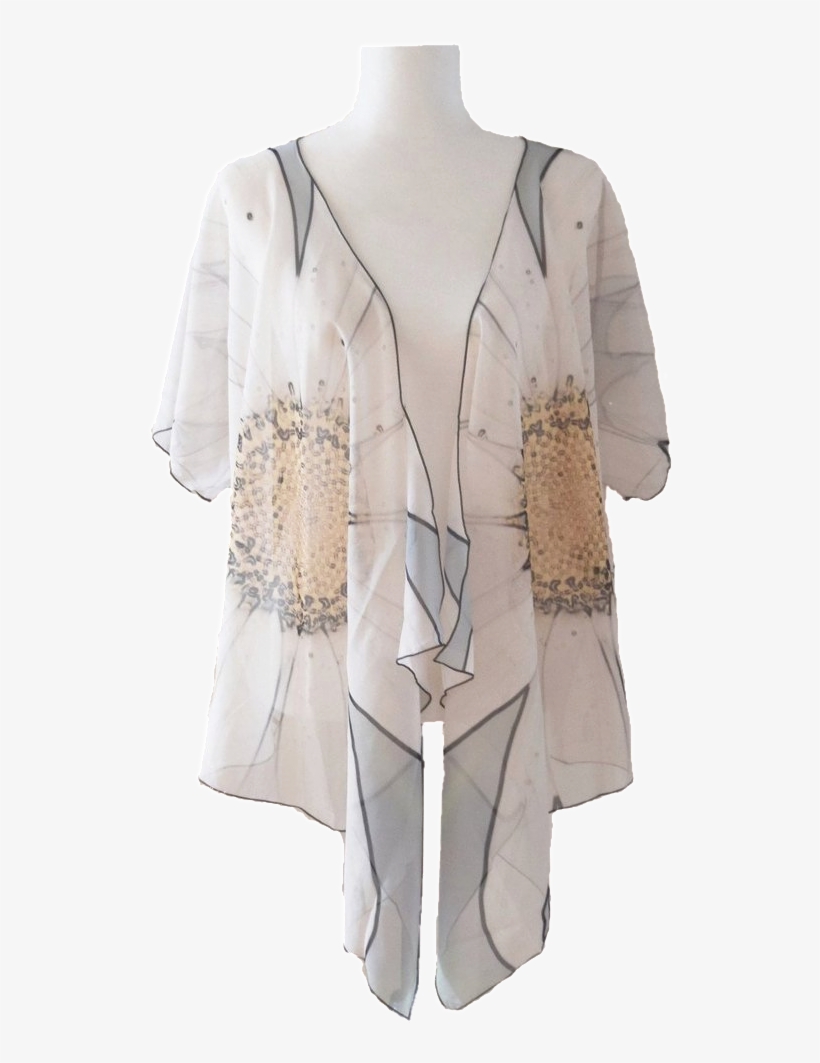 'white Daisy' Draped Kimono Cardigan - Kimono, transparent png