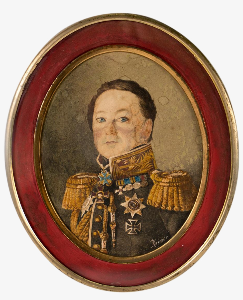 Antique French Military Portrait Miniature, Watercolor - Painting, transparent png