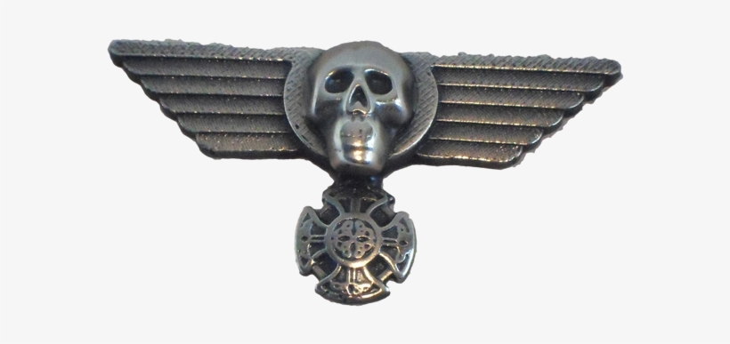 Winged Skull Pin - Skull Iron Cross Black, transparent png