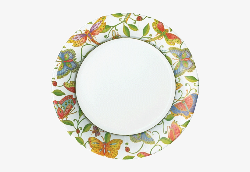Caspari Parvaneh's Garden Butterfly Printed Paper Dinner - Butterfly Print Plates Dinner, transparent png