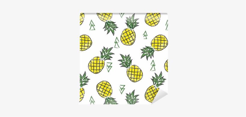 Seamless Watercolor Contrast Pineapple Pattern - Watercolor Painting, transparent png