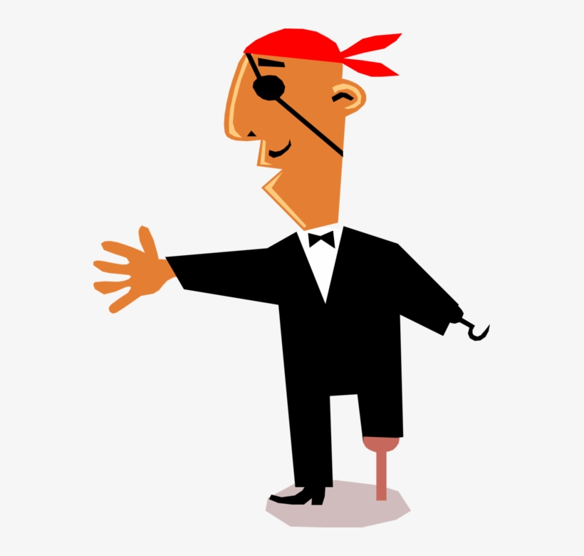 Vector Illustration Of Swashbuckling Buccaneer Pirate - Cartoon, transparent png