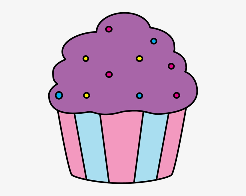 Purple Cupcake With Sprinkles - Cup Cake Clip Art Black And White, transparent png