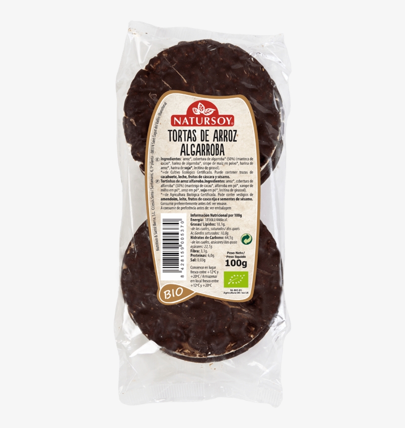 Tortas De Arroz Con Algarroba - Natursoy Rice Cakes With Carob 100g 100 Gr, transparent png