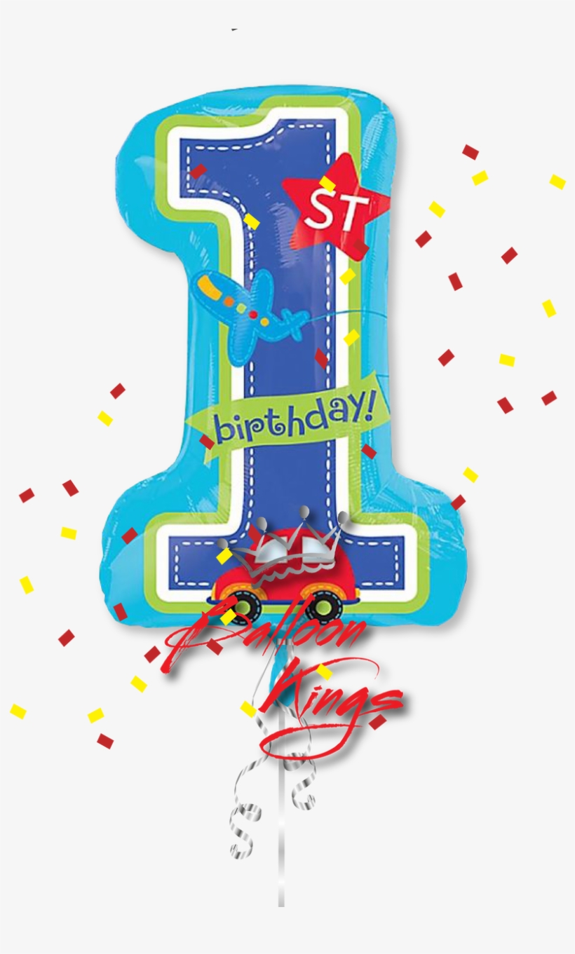 1st Birthday Boy All Aboard - Foil Balloon Number 1 St Birthday, transparent png