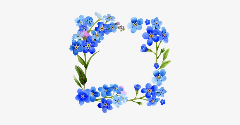 Watercolor Frame Png - Marco De Flores Celestes, transparent png