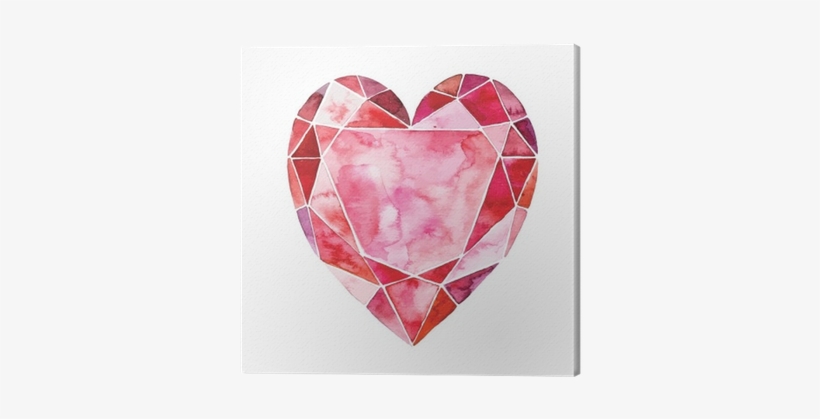 Watercolor Illustration Of Heart In The Form Of A Diamond - Illustration, transparent png
