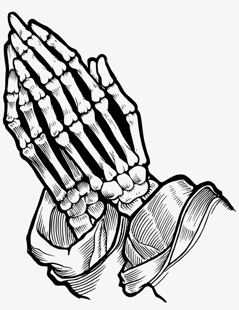 Jpg Royalty Free Download Clipart Of Praying Hands - Praying Skeleton Hands Drawing, transparent png