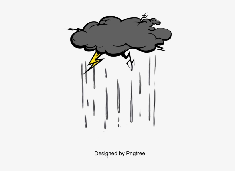 Beautiful Cool Cartoon Hand Painted Summer Weather - Rain, transparent png