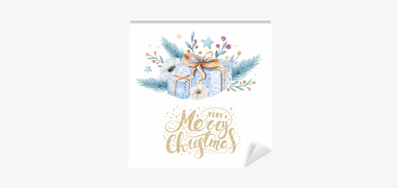 Merry Christmas Watercolor Cards With Floral Elements - Very Merry Christmas Typography &am Round Ornament, transparent png