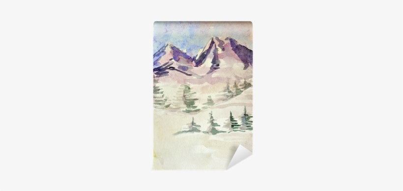 Winter Mountain Landscape - Watercolor Painting, transparent png