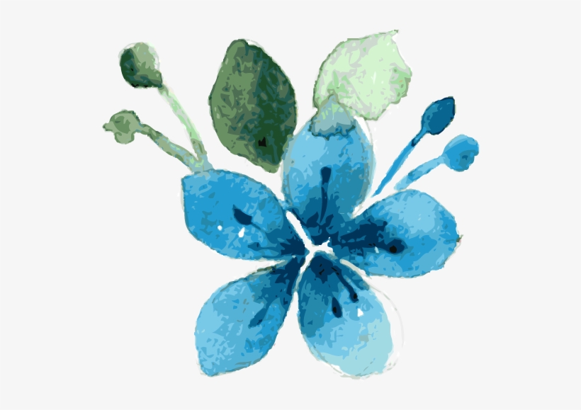 Blue Flower Watercolor By Zerrineart - Blue Floral Watercolor Png, transparent png