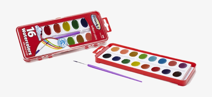 Roseart 16-color Washable Watercolors With Brush -, transparent png