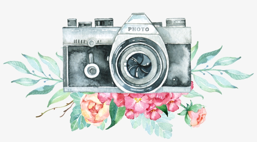 Vintage Camera Logo Png Png Royalty Free Stock - Camera With Flowers Png, transparent png