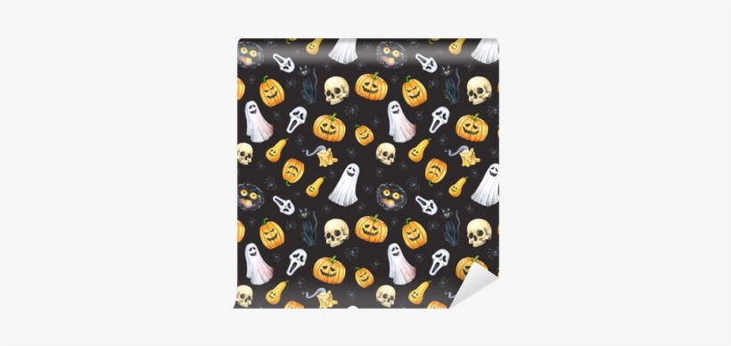 Happy Halloween Seamless Pattern Background - Ghost, transparent png
