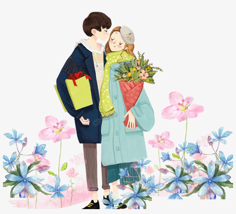 Hand Drawn Cartoon Watercolor Lover Decoration Vector - 七夕 节, transparent png