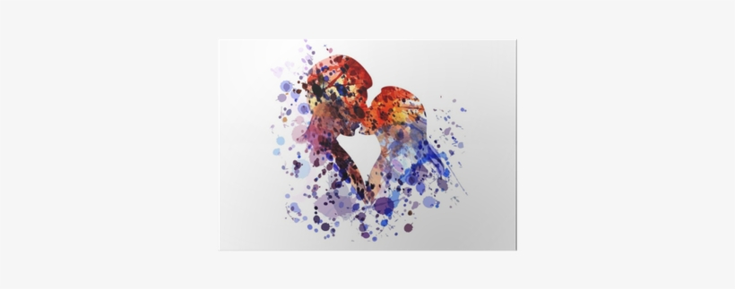 Vector Watercolor Silhouette Of Kissing People Poster - Besos De Acuarela, transparent png