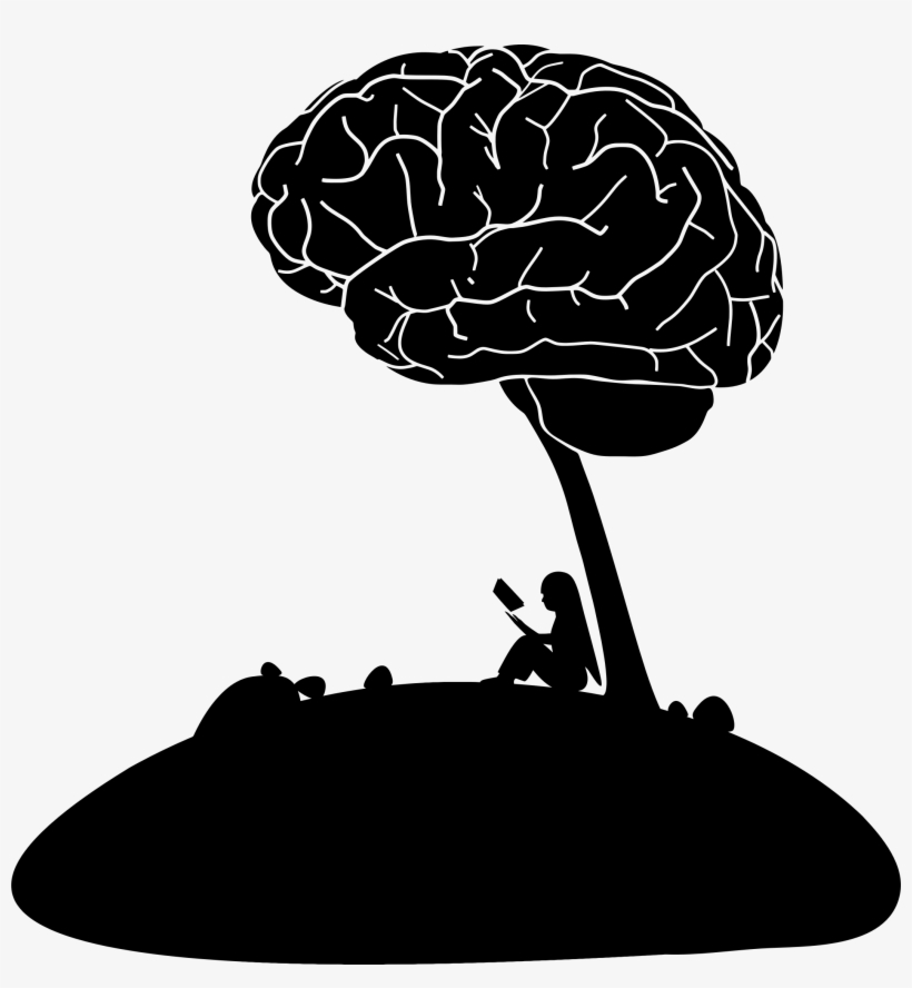 Download Girl Reading Book Under A Big Image - Brain Tree Png, transparent png