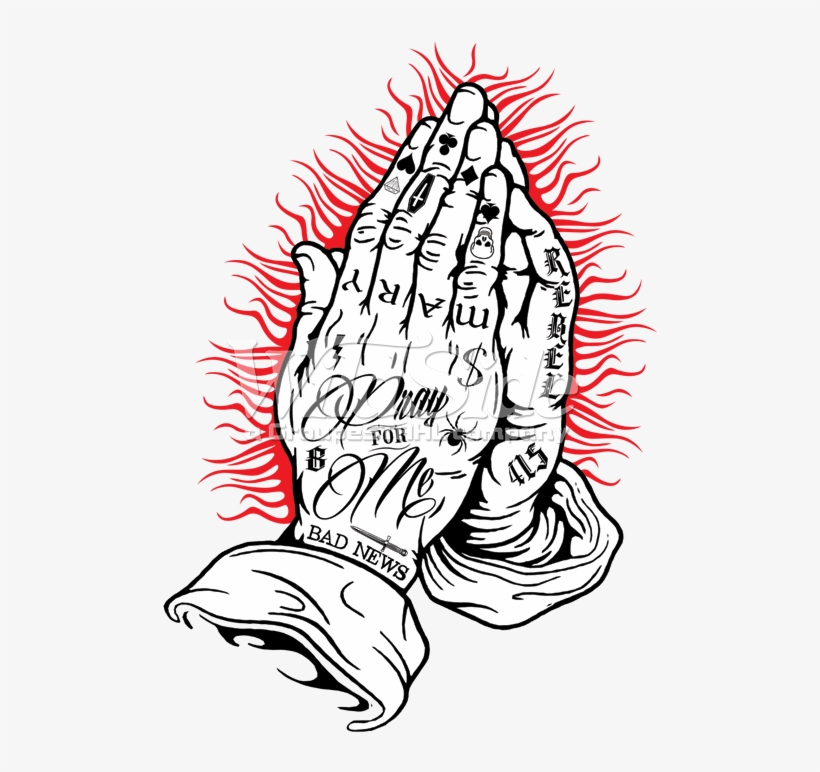 Praying Hands - T-shirt Tattoo, transparent png