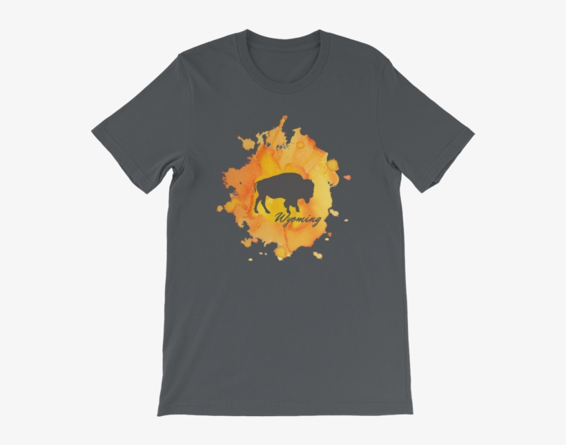 Wyoming Watercolor Burst Bison - Unisex Short Sleeve Born To Fence T-shirt, transparent png