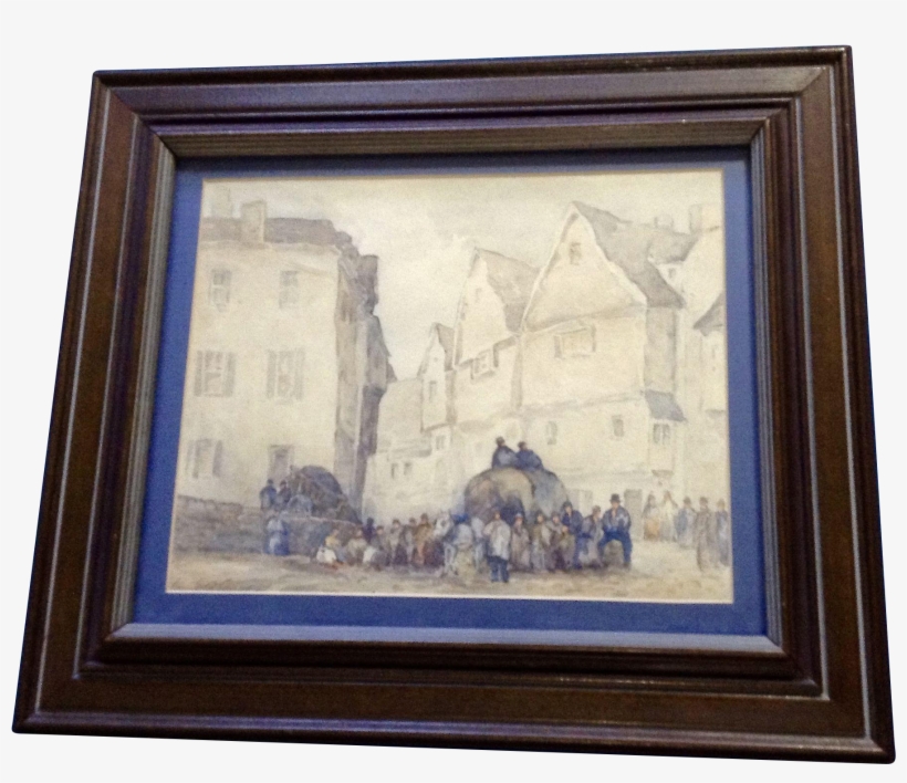 Frank Senne, Figural People In European Town Center, transparent png
