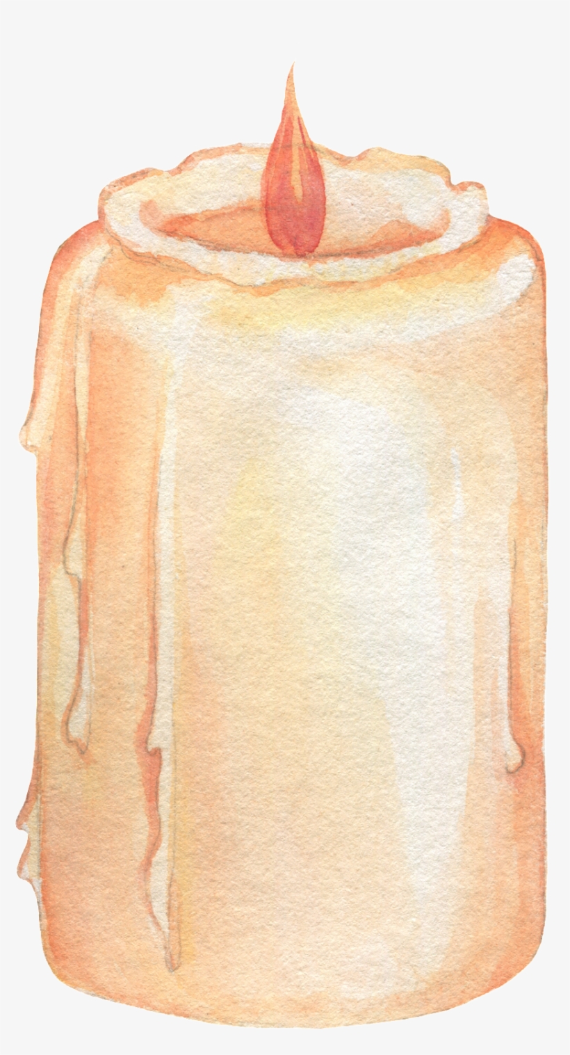Hand Painted A Burning Candle Png Transparent - Candle, transparent png